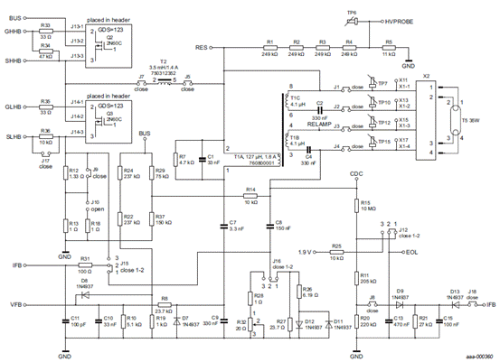 图15.uba2015ap 120 v (ac)评估板电路图:半桥电路