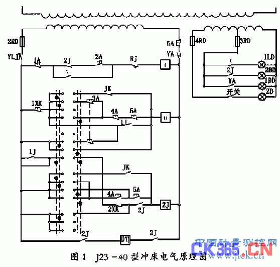 冲床脚踏电气接线图