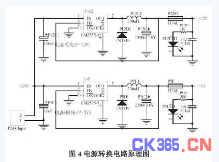 lm2575是美国国家半导体公司生产的1a集成稳压电路,其原理图如图4所示