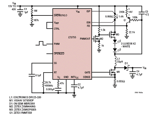 降压模式1.4a led驱动电路图