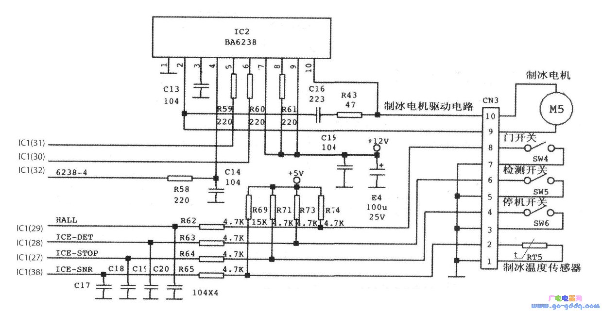 海尔bcd-550wyj型变频电冰箱制冰机接口电路