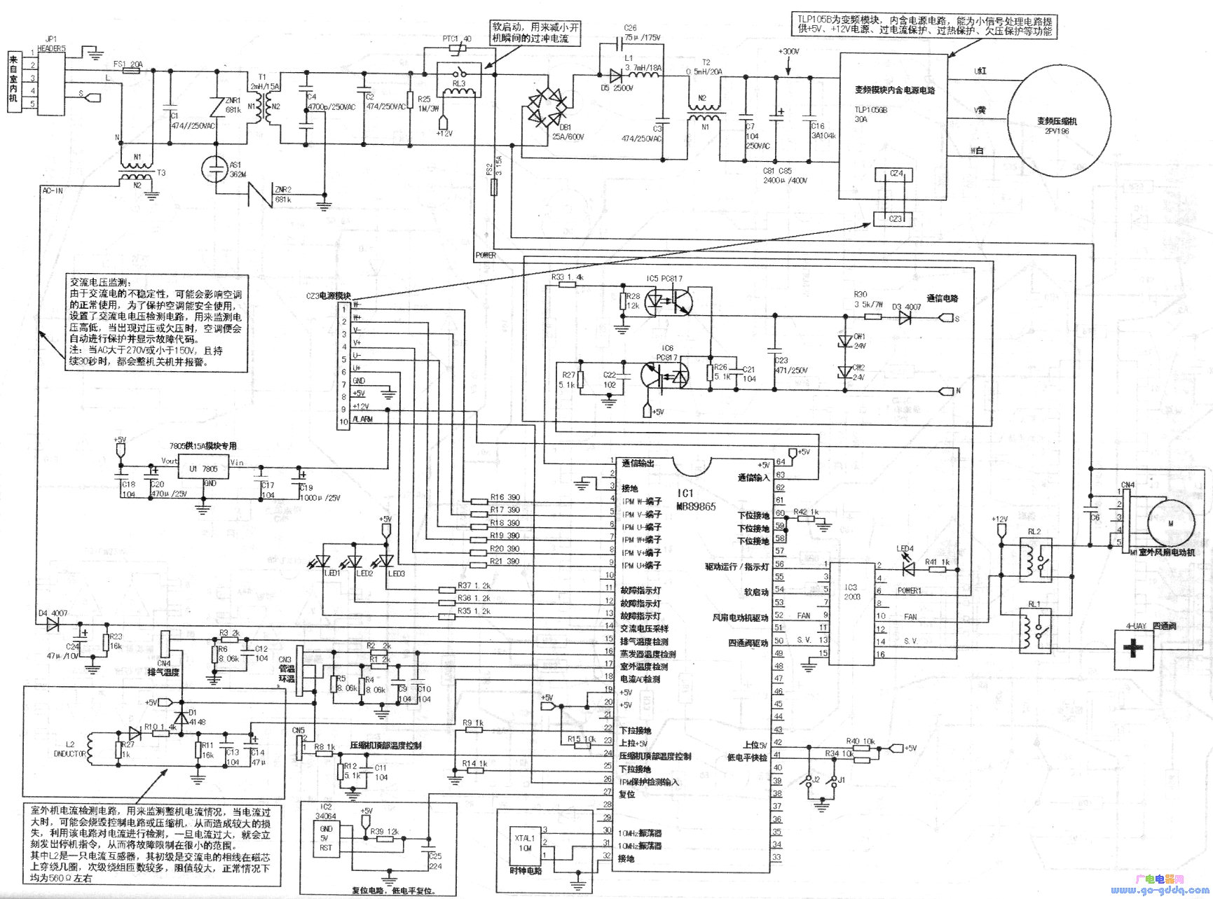 美的kfr-50lw/f2bpy变频空调室外机控制电路图