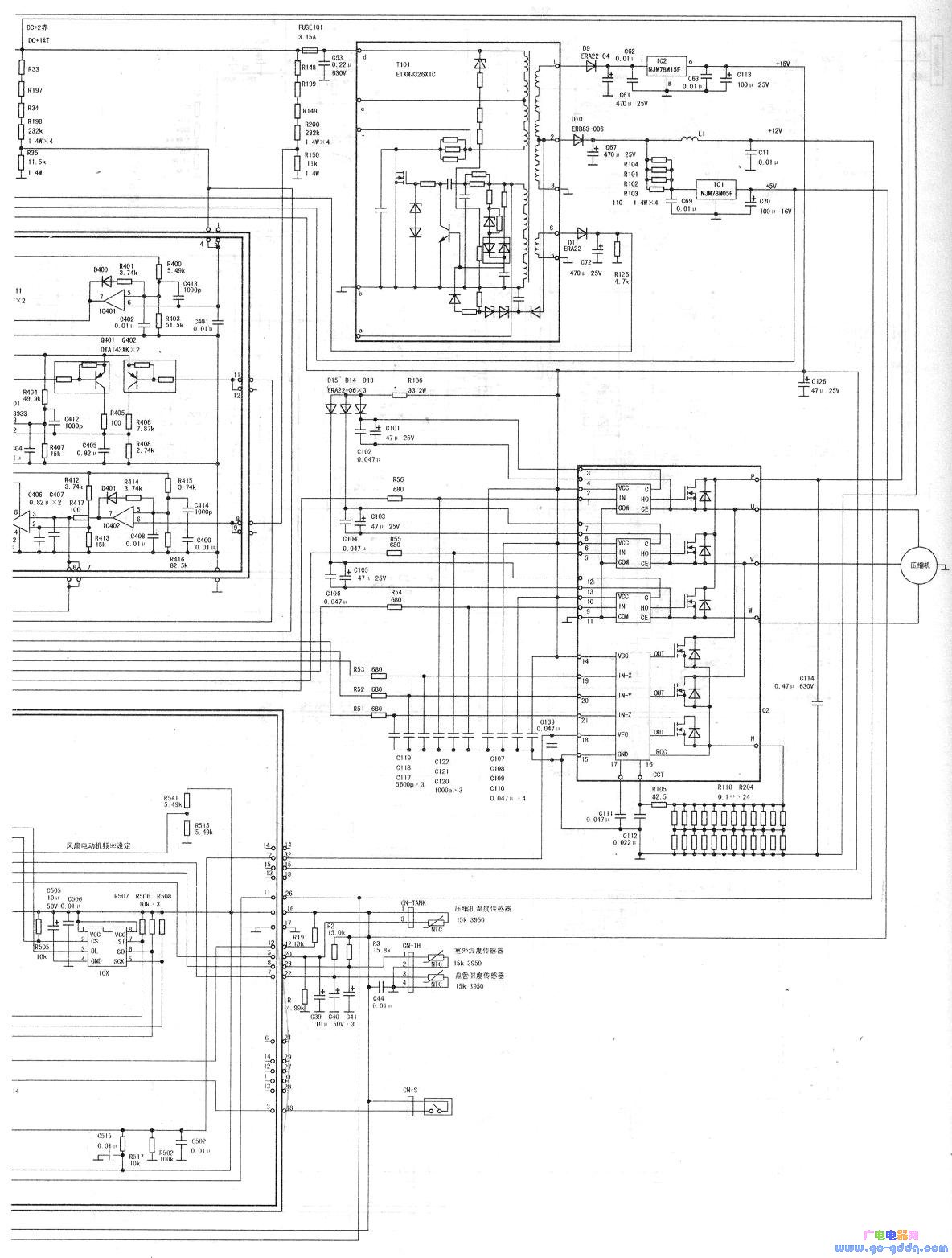 松下cs/cu-g1213kw变频空调室外机微电脑板控制电路图