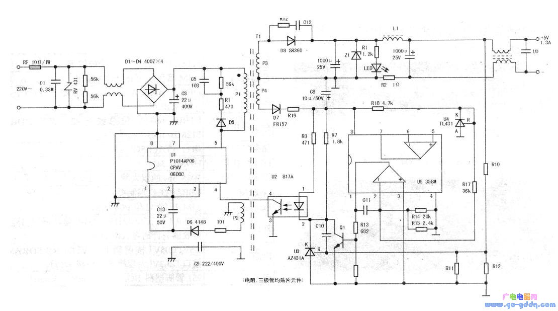 电源块损坏后,可用tny266p,tny267直接代换.经查rf熔断,压敏电阻击穿.