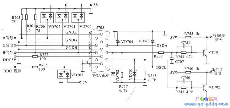 dell 1702fp液晶显示器vga接口电路分析