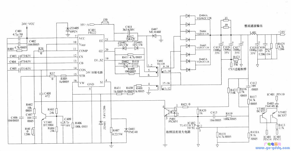 tcl王牌pwl4201c电源板24v主开关电源电路