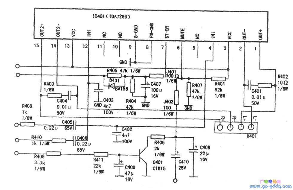 创维6p18机芯的音频功放电路,主要由tda7266功放集成电路来完成