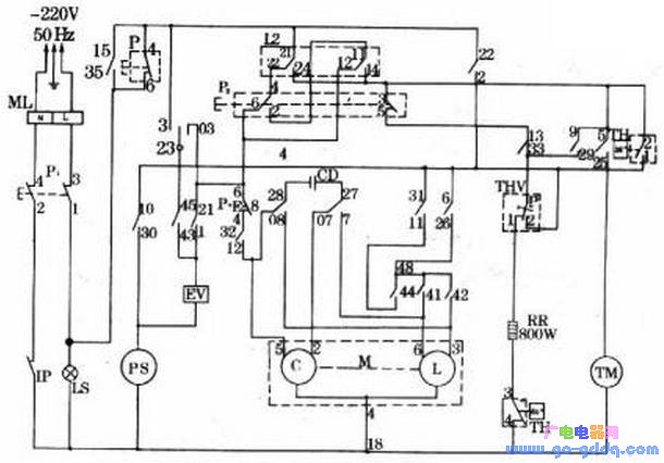 xqg50-8型全自动滚筒洗衣机电路图