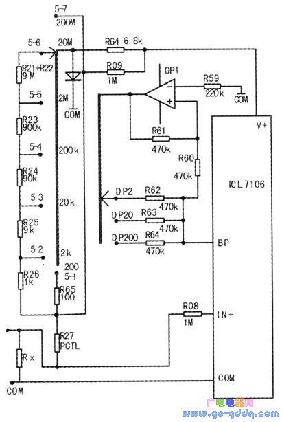 dt9205数字万用表电路工作原理