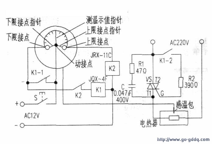 电接点压力式温度计p有三根指针,分别是测温示值指针,上限接点指针和