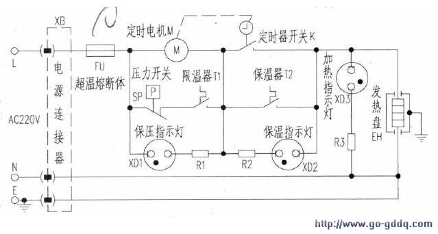 电暖扇电路接线示意图