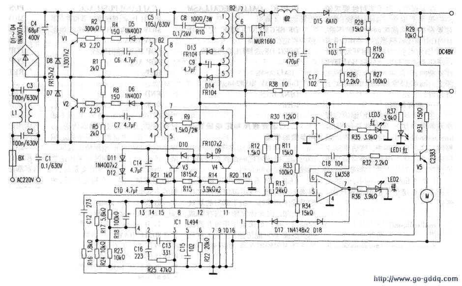采用tl494集成块的电动车充电器电路原理分析