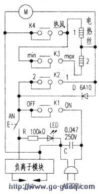 康夫kf-tfl电吹风机电路原理分析