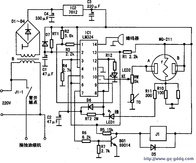 高宝kca-228a型自动抽油烟机电路分析