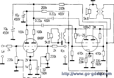 采用6n9p和fu29制作两声道单端机电路