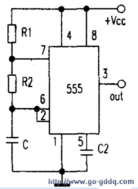 用555定时器构成多谐振荡器电路