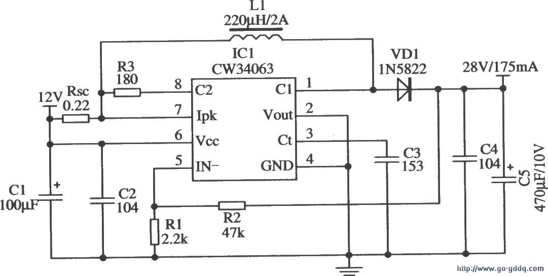 将降压型改装成升压型的应用电路(cw34603)