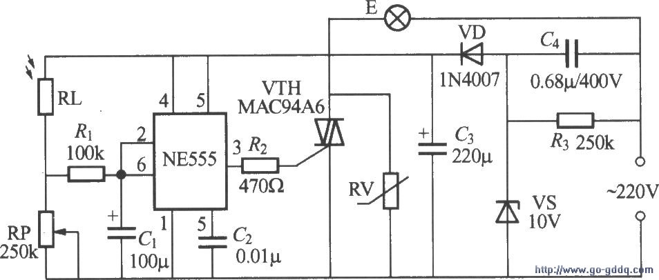 使用ne555的光控路灯电路(1)