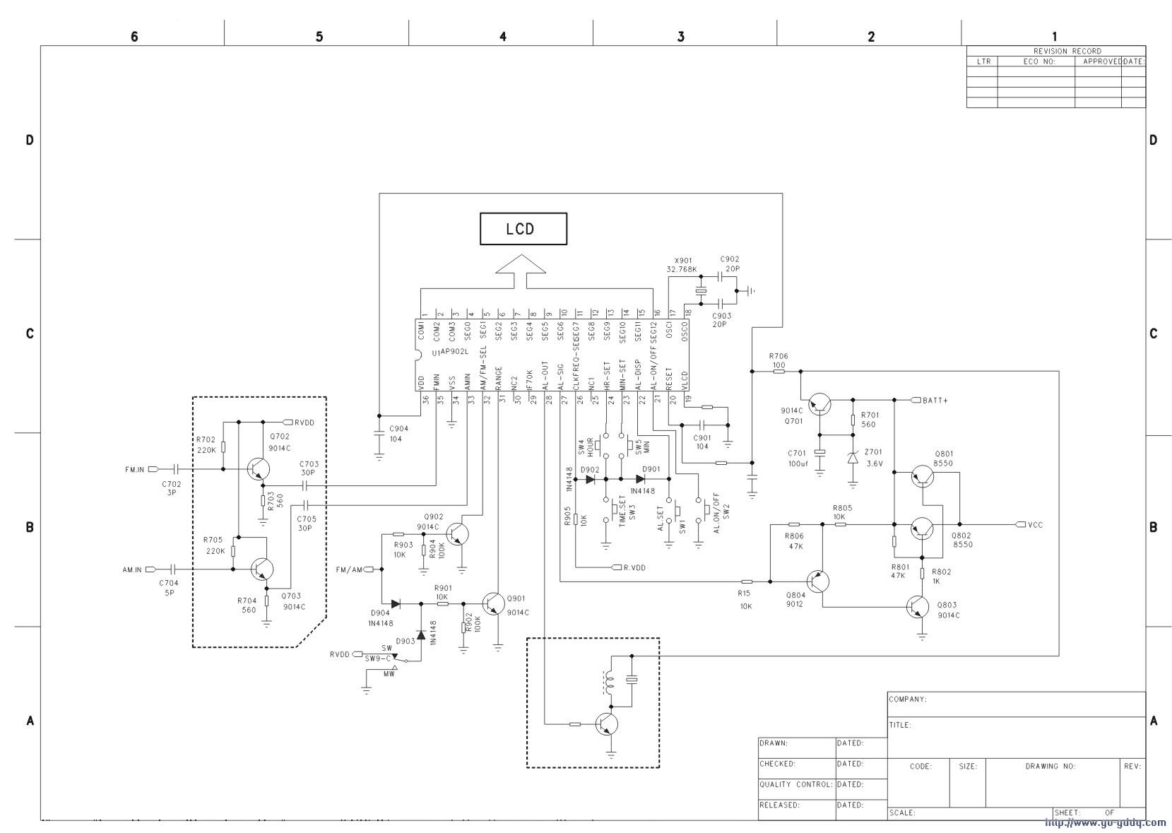 收音频率液晶显示收录机电路图