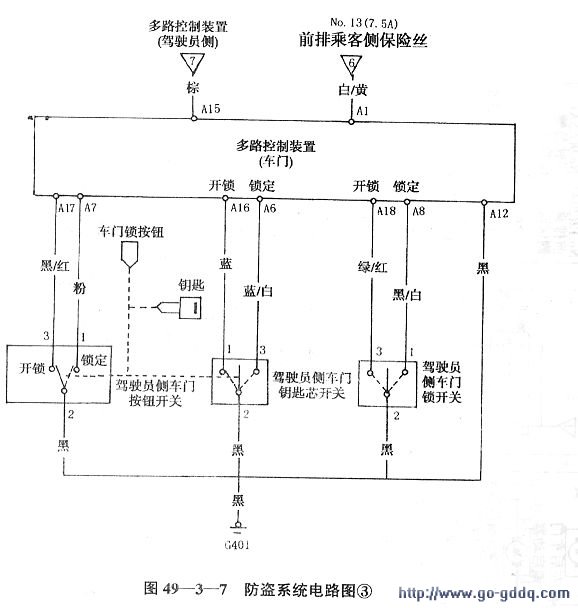 奥德赛汽车防盗系统电路图