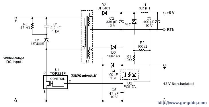 单片开关电源top221和top227应用电路图(二)