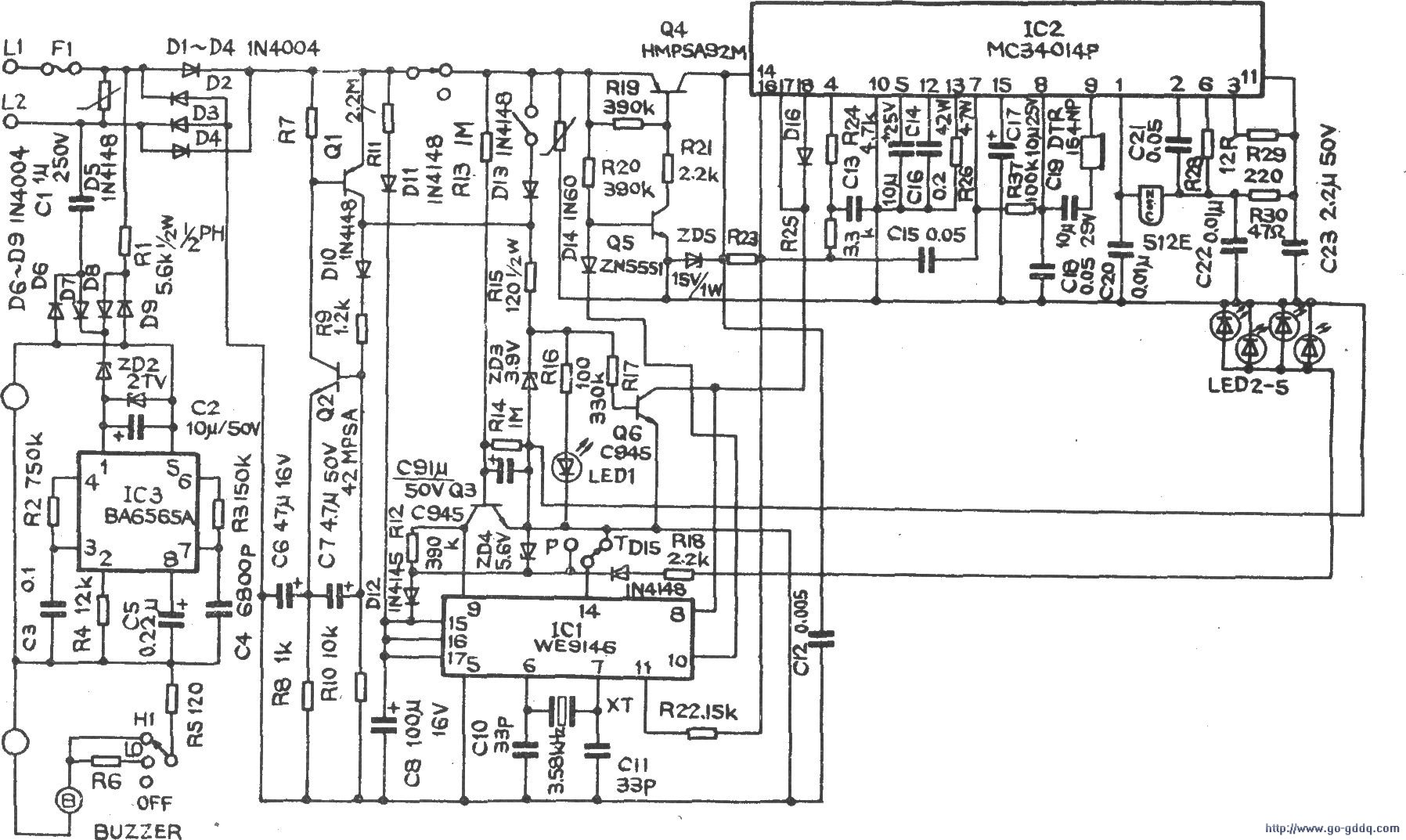 ha68(iv)p/ts型电话机电路图