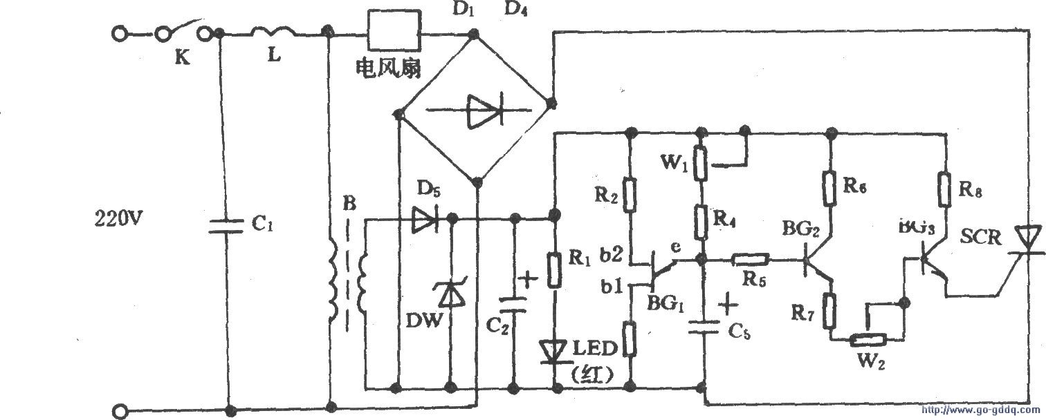 电风扇模拟自然风电路八