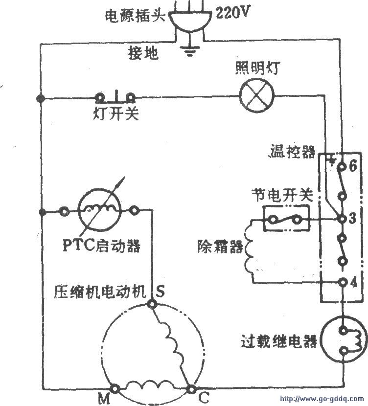 香雪海牌bcd160bcd162bcd175电冰箱电路图