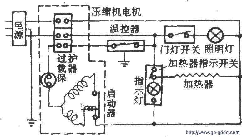 美菱-阿里斯顿bcd-185e电冰箱电路图