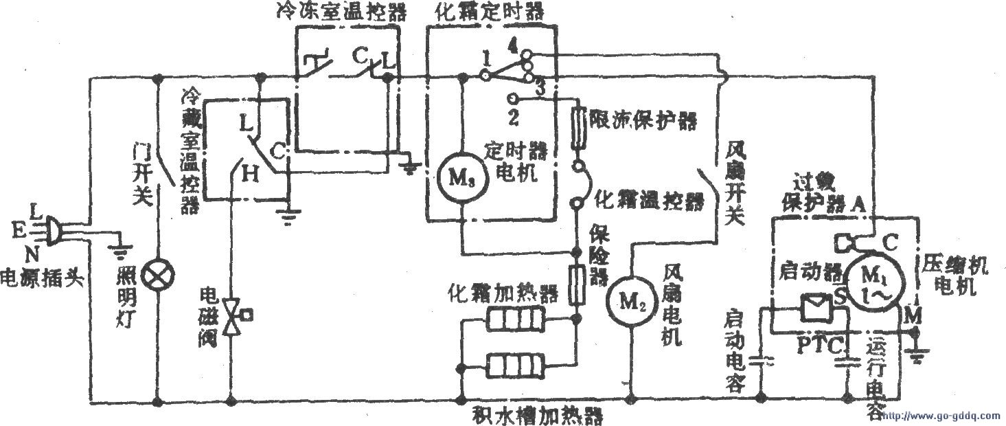 航天牌bcd-218w电冰箱电路图