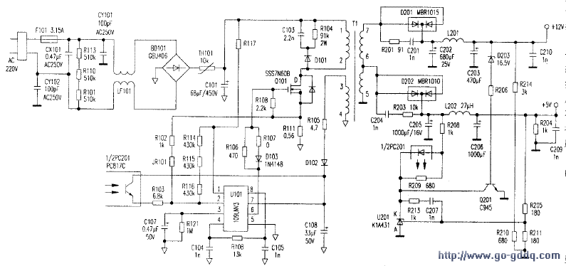 用电源控制芯片fan7601构成的开关电源