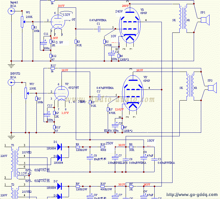 用6p6p做的音频放大器