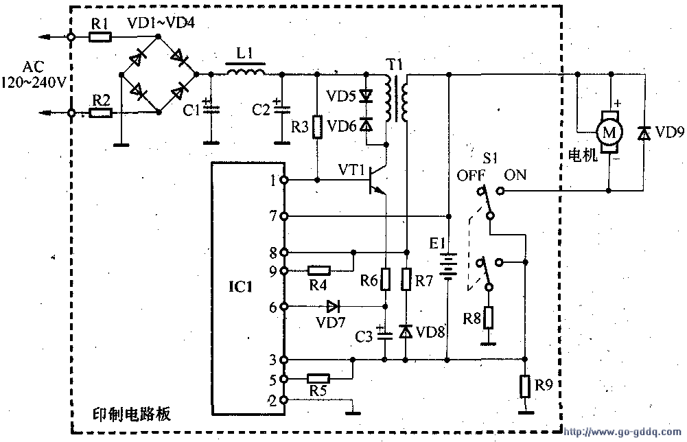 飞利浦hs350型ic充电式电动剃须刀电路