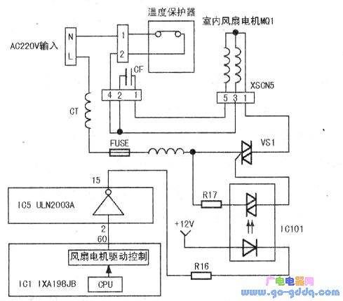 科龙kfr-35gw型空调的印制电路板画出的室内风扇电机控制电路