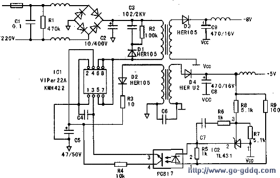 93v, 8v端电压为8.5v,证明开关电源板维修完成.