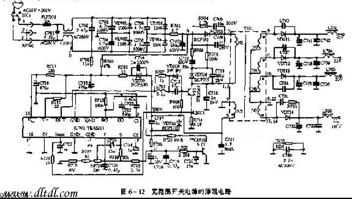 这种开关电源的核心器件为电源前置集成电路tea2261,它由sgs-汤姆逊