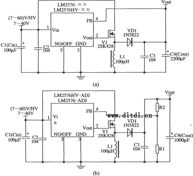 lm2576构成的升压型扩流的应用电路