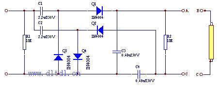 倍压整流式电子镇流器电路图