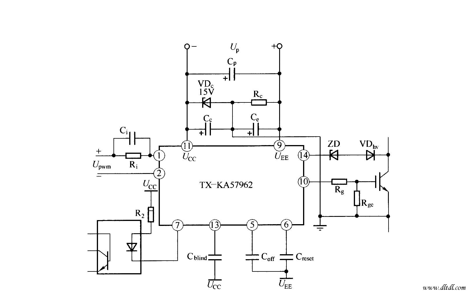 tx—ka57962 igbt驱动器的应用连接图