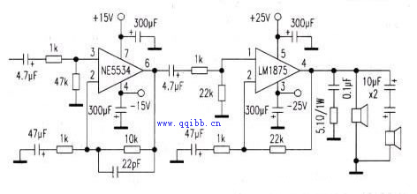 ne5534 lm1875构成的20w高保真功放电路
