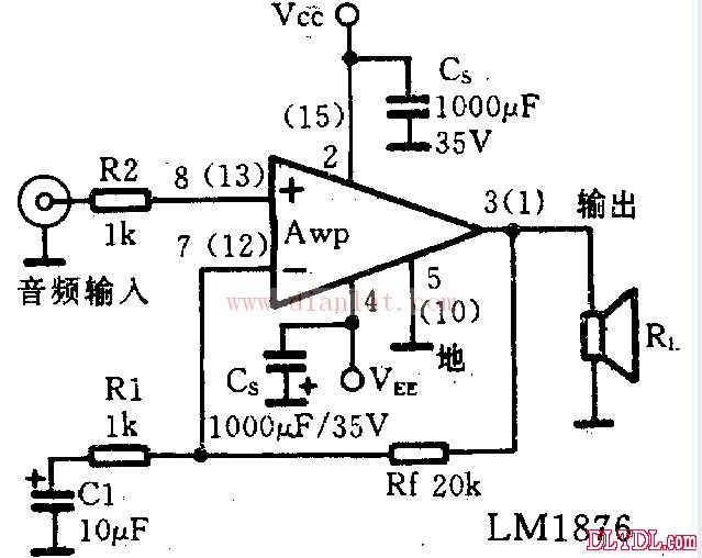 多功能lm1876功率放大电路应用电路