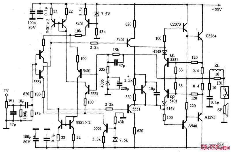 湖山bk2100j01放大器电路图