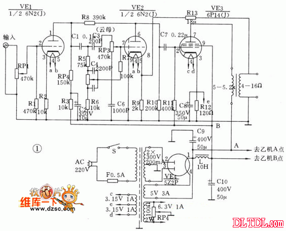 6p14小功率电子管功放制作电路图