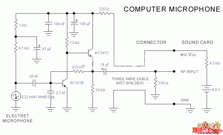 计算机麦克风电路原理图