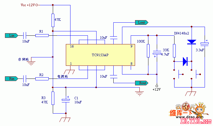 tc9153ap音量控制电路图