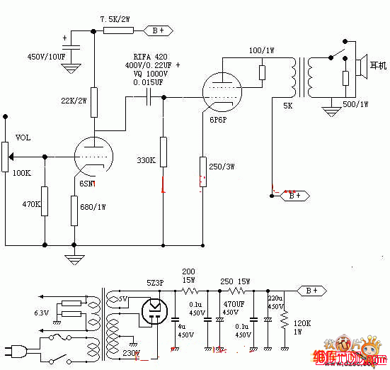 6p6p耳放电路图