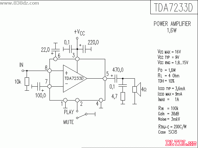 tda7233d功放电路图纸原理图