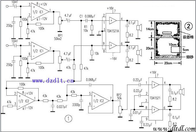 jrc4558 tda1521制作的2.1声道功放