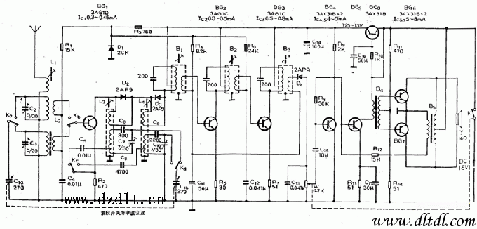 渡江牌802型收音机电路原理图