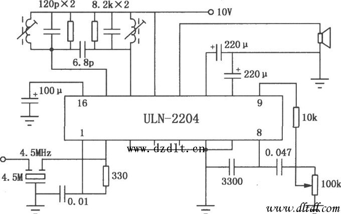 uln2204a fm/am收音机电路